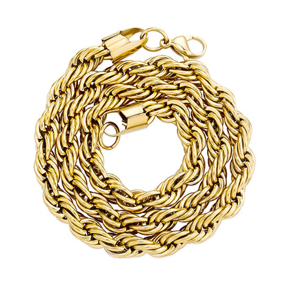 8MM Stainless Steel Rope Chain Necklace 18"20"24"  Gold Color