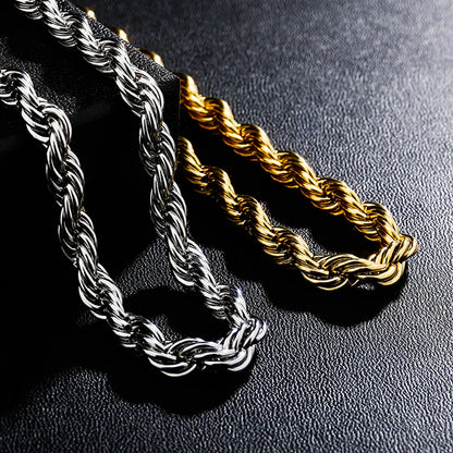 8MM Stainless Steel Rope Chain Necklace 18"20"24"  Gold Color