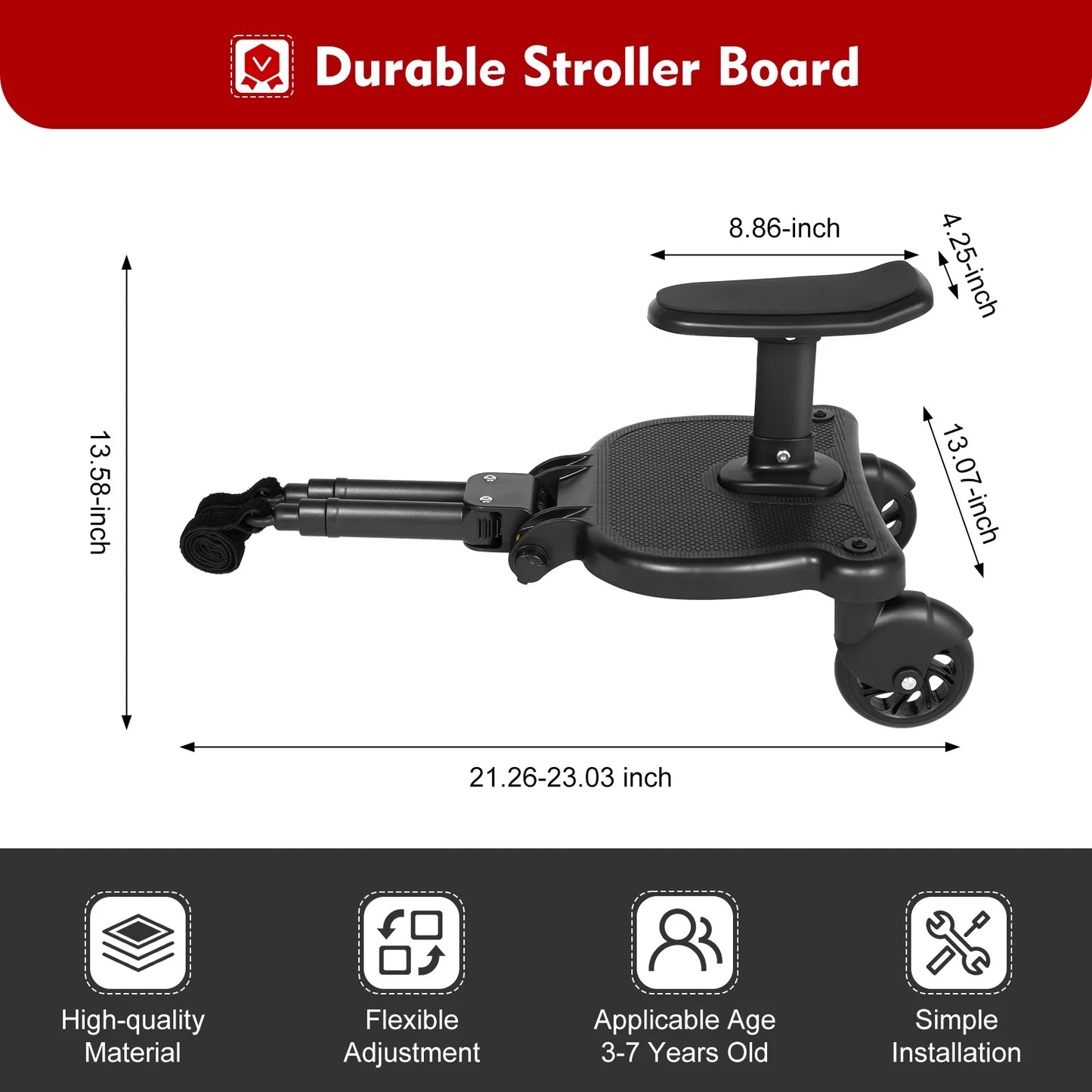 Board Walking Foot Stroller 360° Rotation Buggy