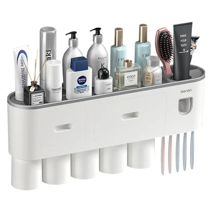 Magnetic Inverted Toothbrush Holder, Toothpaste Squeezer Dispenser