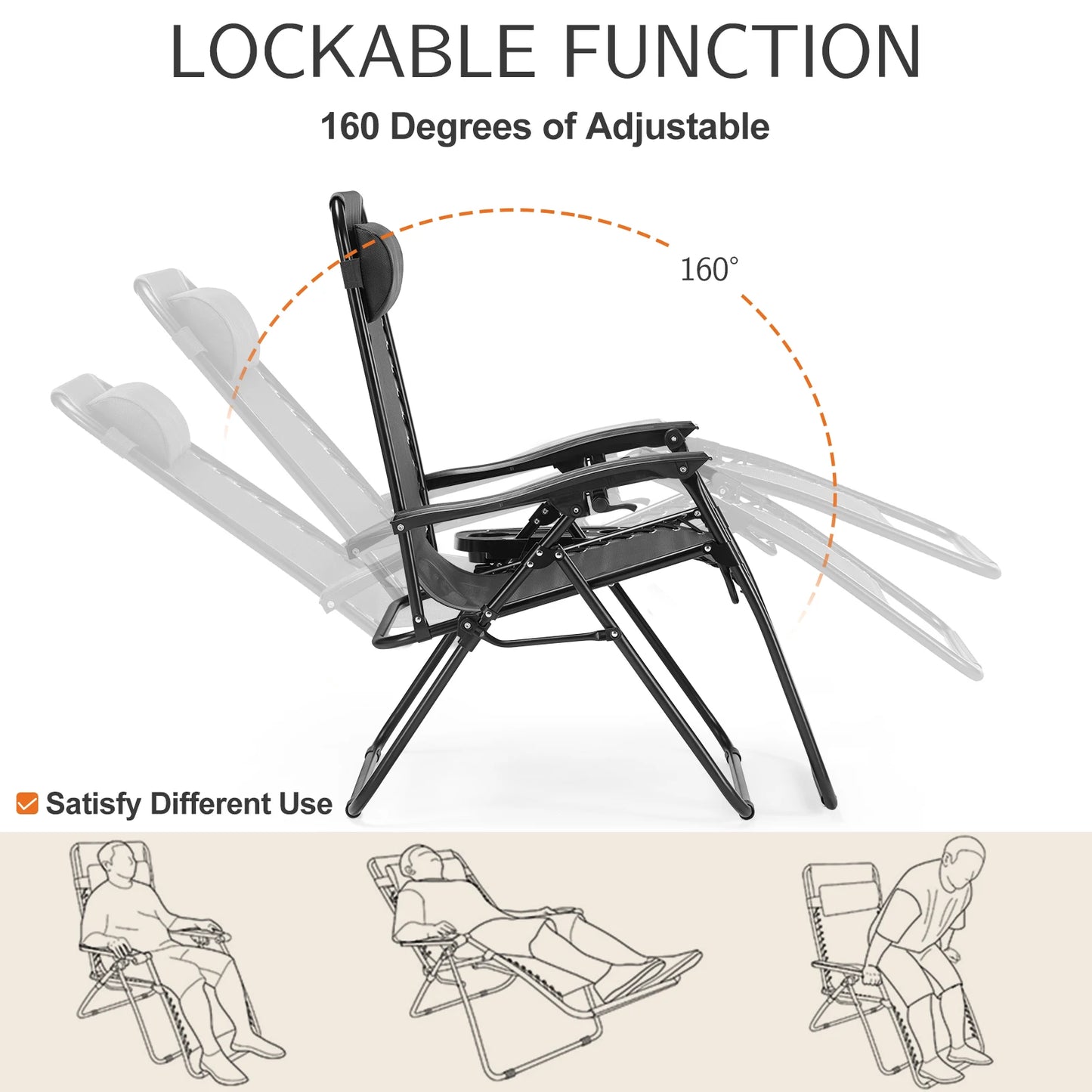 Zero Gravity Set of 2  Recliner Folding Lounge Chair