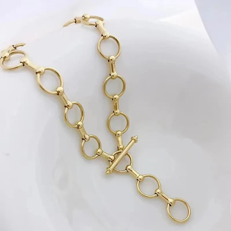 Real 18K Gold Vintage Bracelet Pure, Light Luxury Fine Jewelry