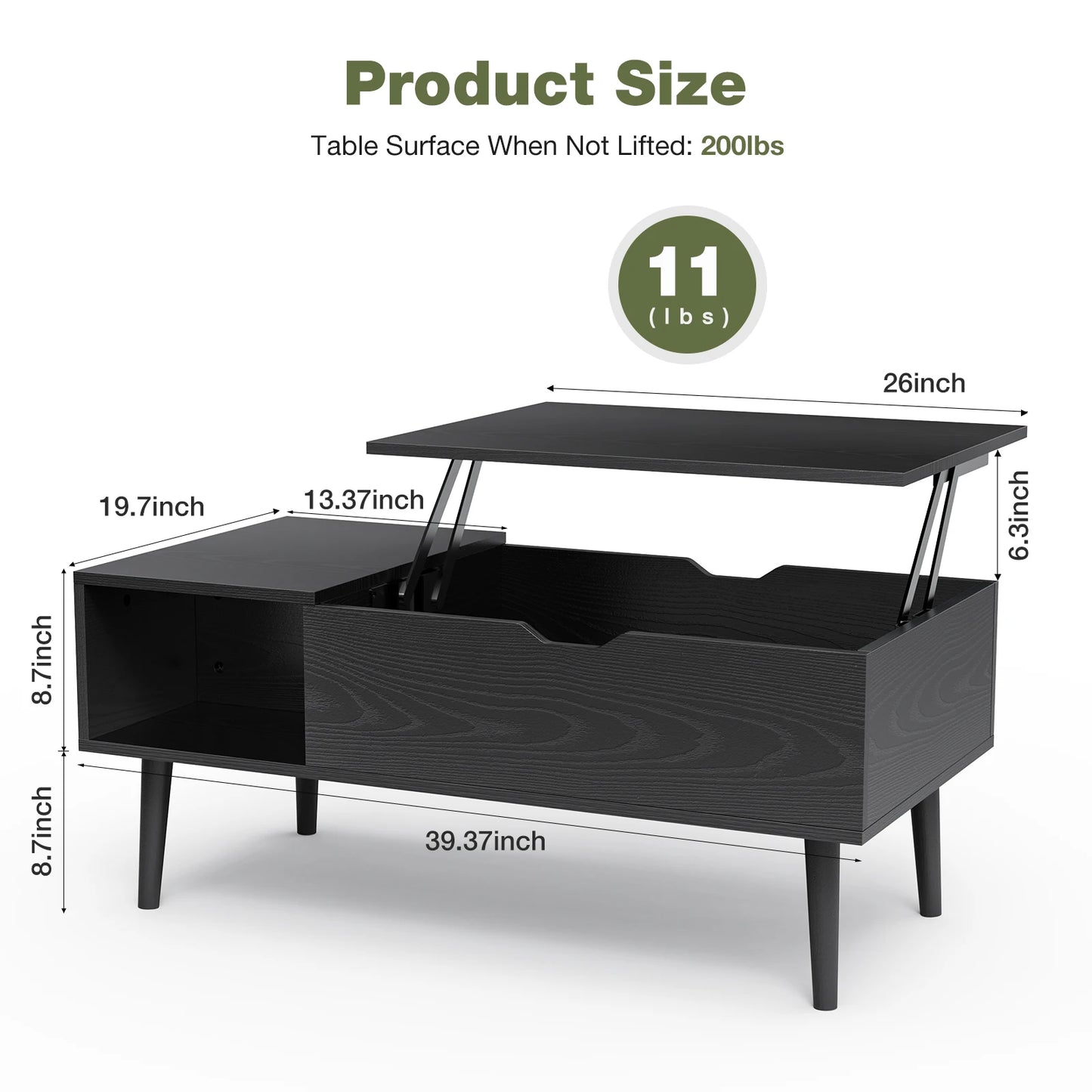 Lift Top Coffee Tables 39.37"x19.7" Adjustable Storage Shelf