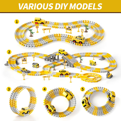 Toddler Boy Toys 236 PCS Race Tracks  6 PCS Construction Car Toys