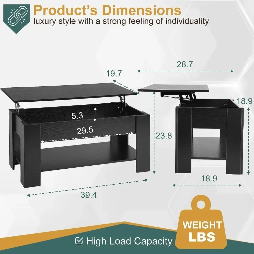 Lift Top Coffee Tables w Hidden Compartment & Storage Shelf