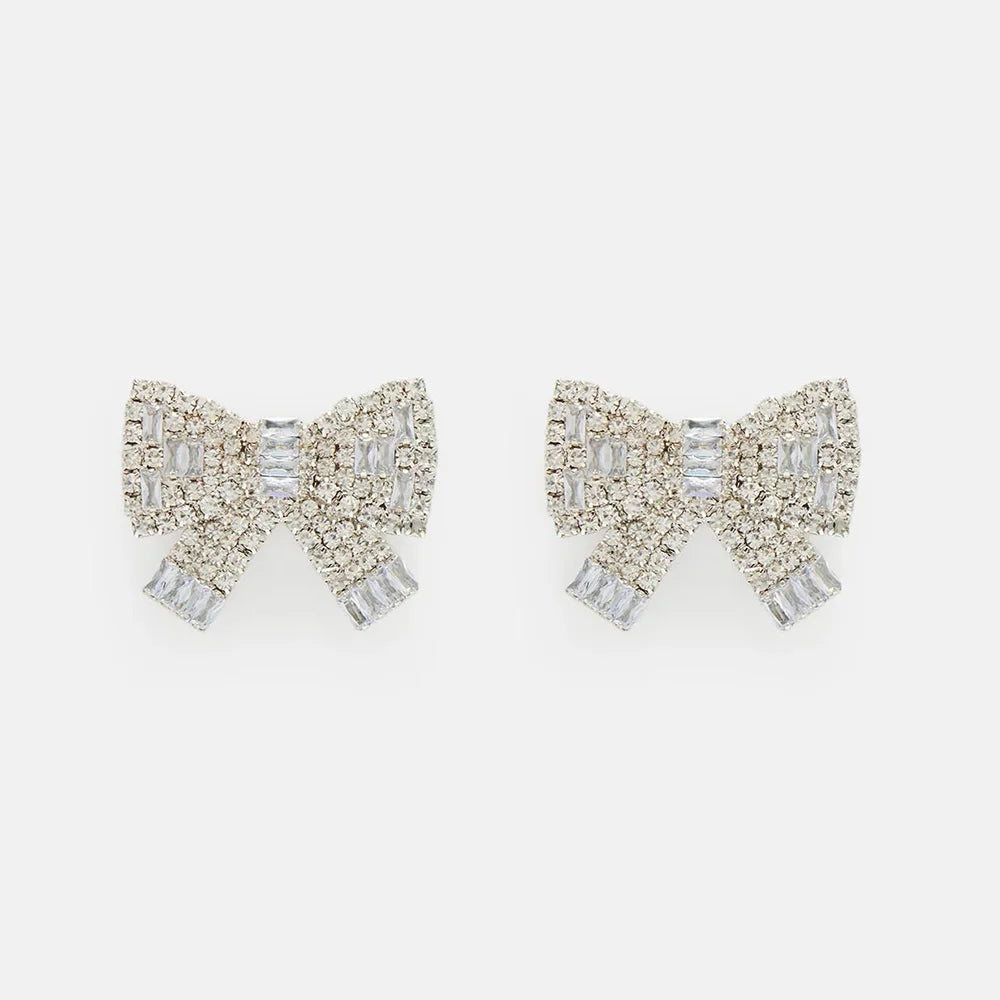 Bow Earrings: Rhinestone Piercing Fashion Jewelry