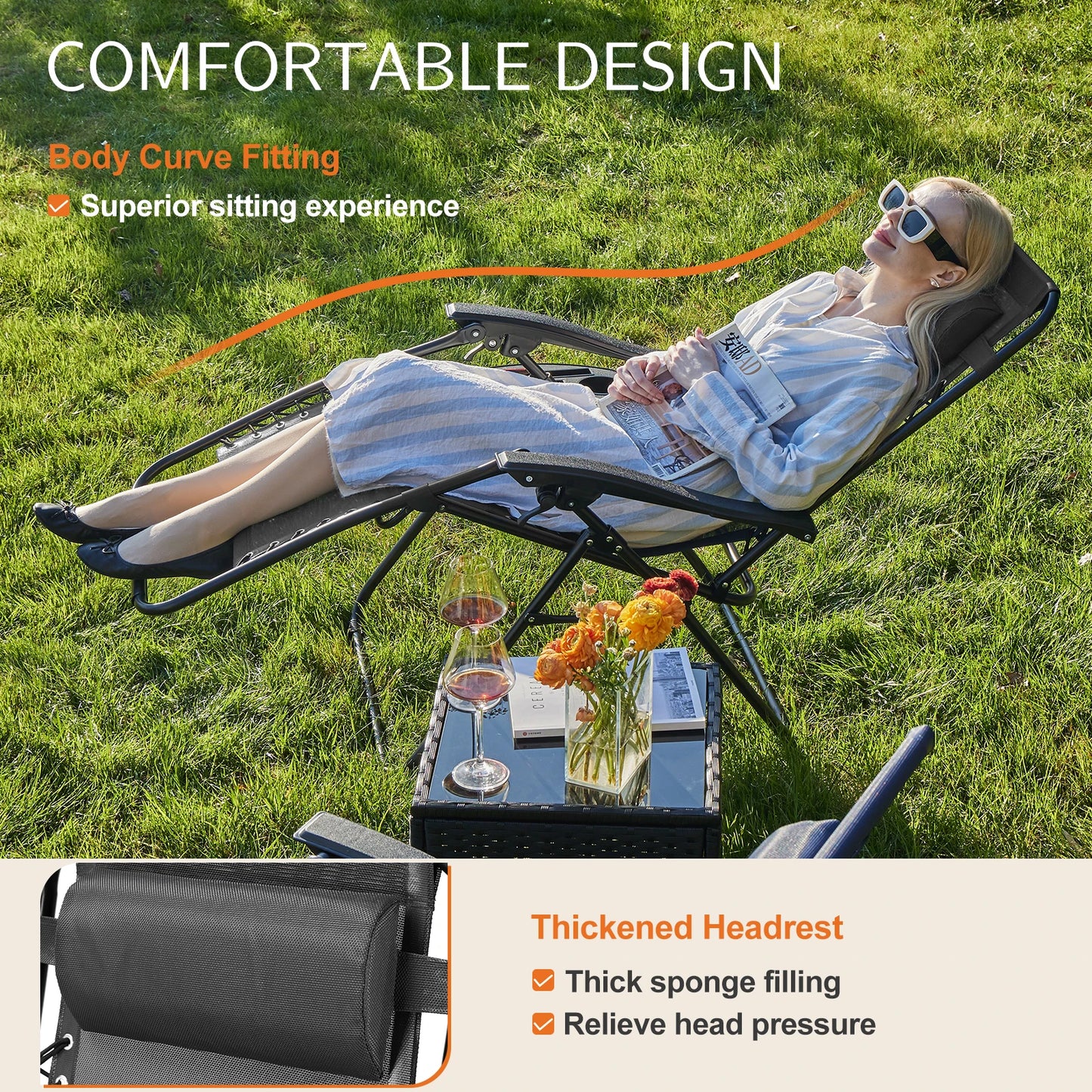 Zero Gravity Set of 2  Recliner Folding Lounge Chair