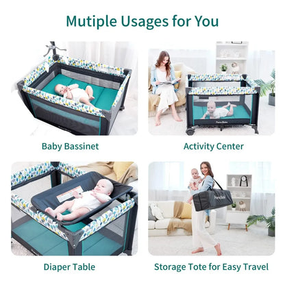 Baby Playpen/ Crib with Detachable Bassinet and Changing Table