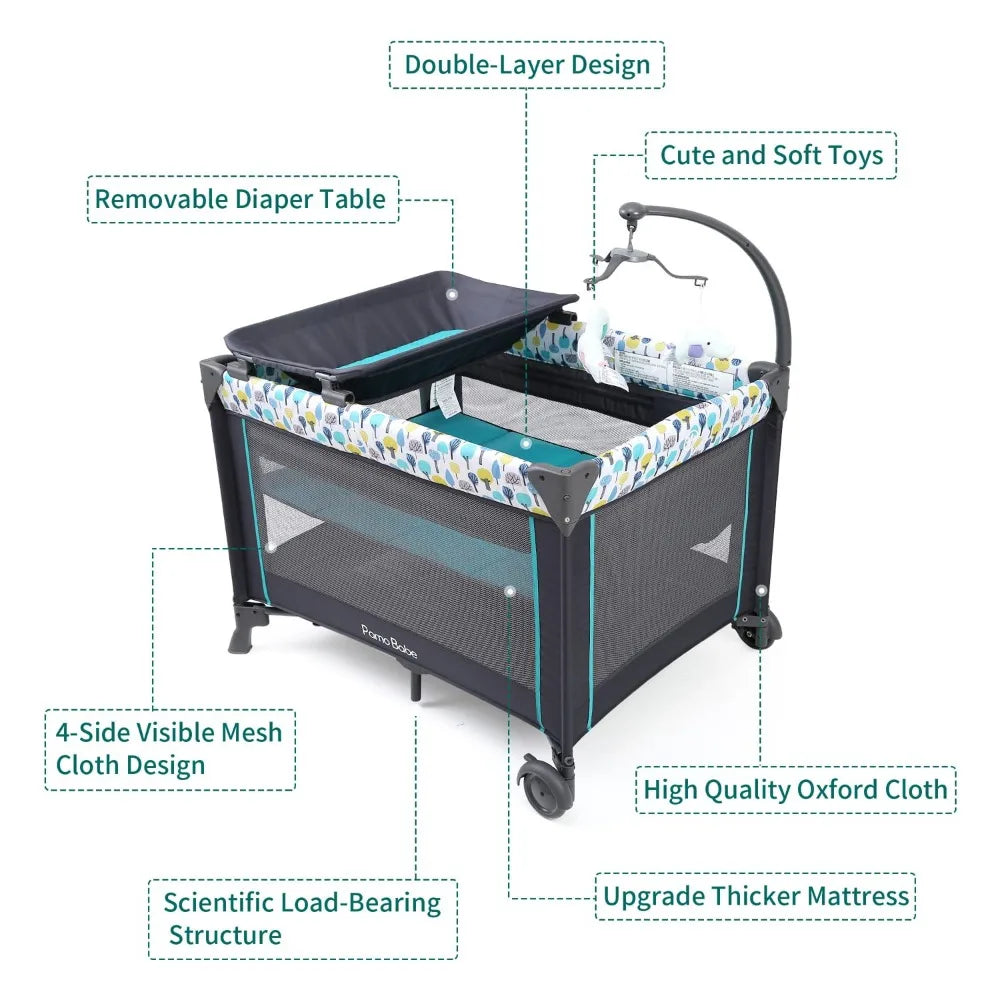 Baby Playpen/ Crib with Detachable Bassinet and Changing Table