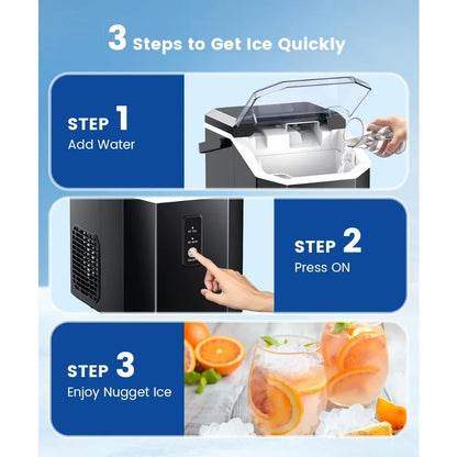 Nugget Ice Maker Countertop, Quick  34Lbs/Day, Self-Cleaning