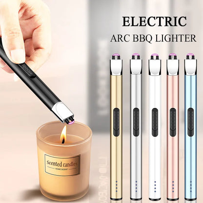 Mini Power Display Electric Pulse Flameless Arc Lighter USB Rechargeable Candle Kitchen Gas Stove Ignition Gun Gift Box