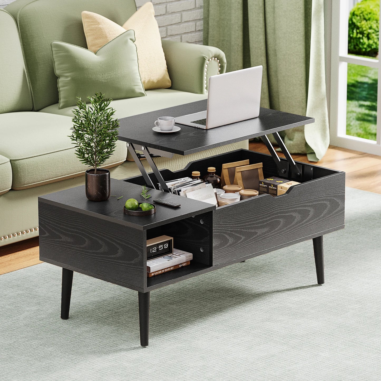 Lift Top Coffee Tables 39.37"x19.7" Adjustable Storage Shelf