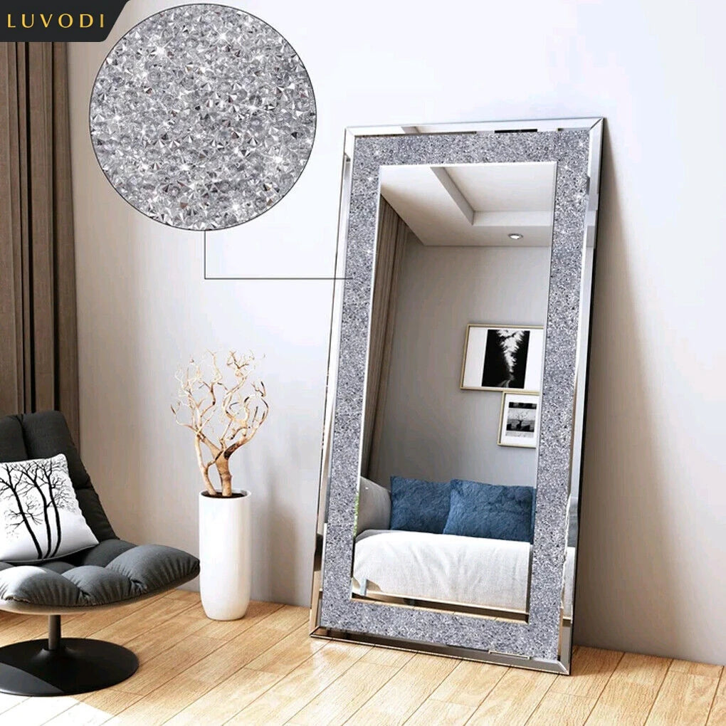 Large Silver Sparkly Crystal Rhinestone Diamond  Vanity Mirrors