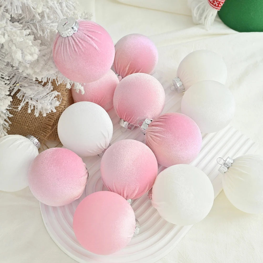 15pcs/box Velvet Christmas Balls 8cm