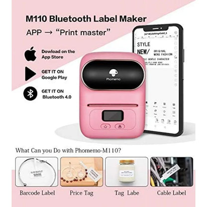 M110 thermal label and Sticker printer barcode, blue tooth