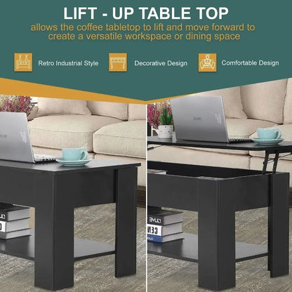 Lift Top Coffee Tables w Hidden Compartment & Storage Shelf